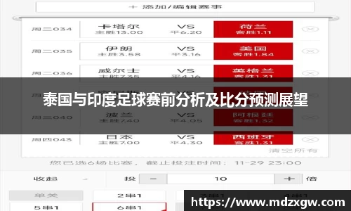 泰国与印度足球赛前分析及比分预测展望